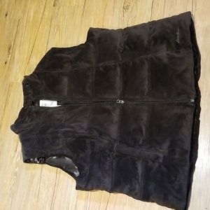 Eddie Bauer premium goose down vest NWOTS brown zip front & side pockets szXXL